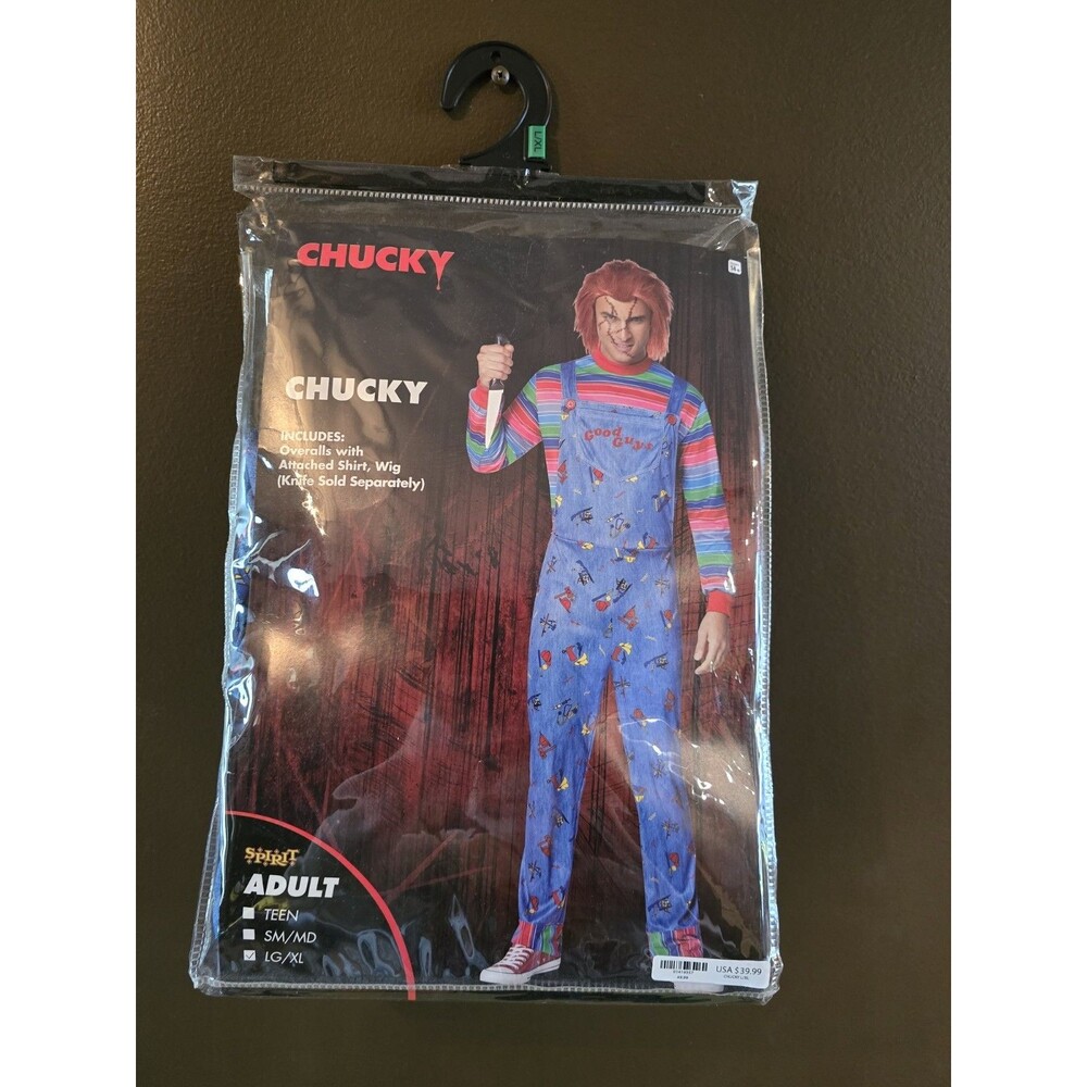 Spirit Halloween Chucky Adult Costume Large XL L XL Overalls Wig New C17